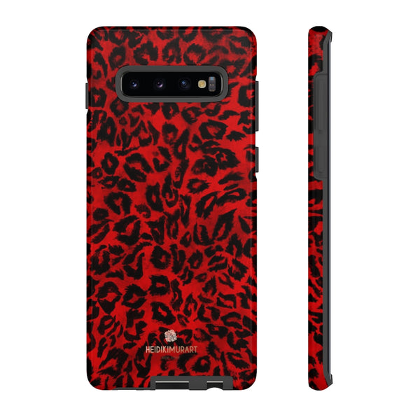 Red Leopard Print Phone Case, Animal Print Tough Designer Phone Case -Made in USA-Phone Case-Printify-Samsung Galaxy S10 Plus-Glossy-Heidi Kimura Art LLC