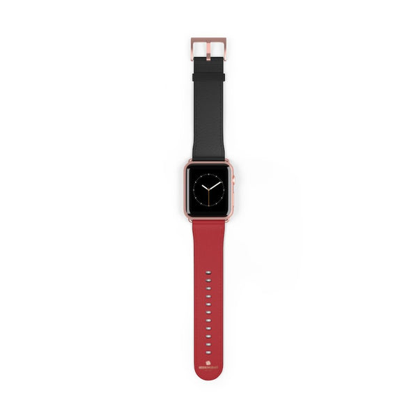 Burgundy Red Black Dual Color 38mm/42mm Watch Band For Apple Watch- Made in USA-Watch Band-42 mm-Rose Gold Matte-Heidi Kimura Art LLC