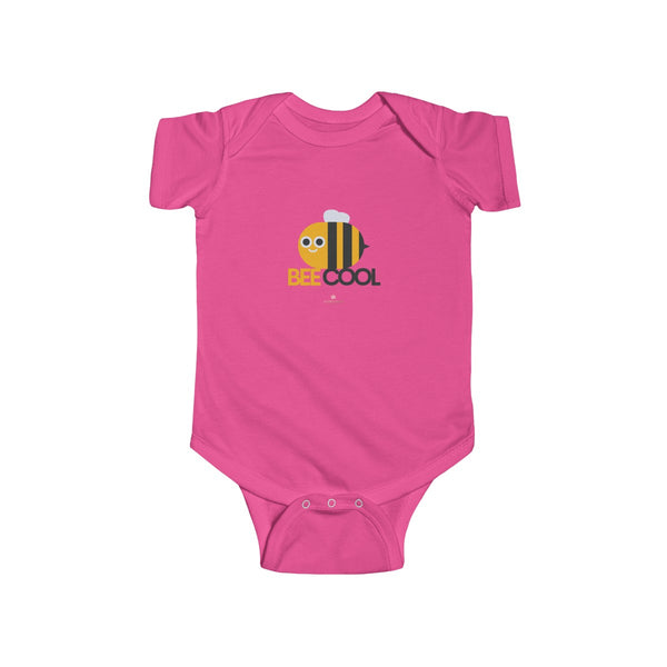 Bee Cotton Kids Bodysuit, Cool Infant Fine Jersey Regular Fit Unisex Clothes - Made in UK-Infant Short Sleeve Bodysuit-Hot Pink-NB-Heidi Kimura Art LLC