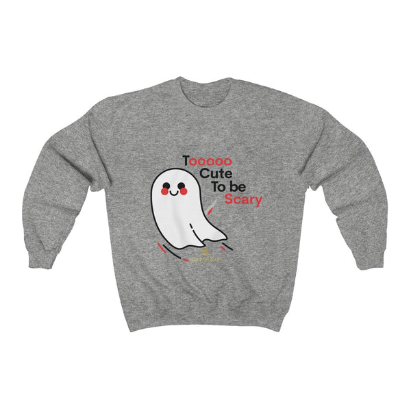 Cute Friendly White Ghost Halloween Party Shirt Unisex Crewneck Sweatshirt-Made in USA-Sweatshirt-Sport Grey-S-Heidi Kimura Art LLC