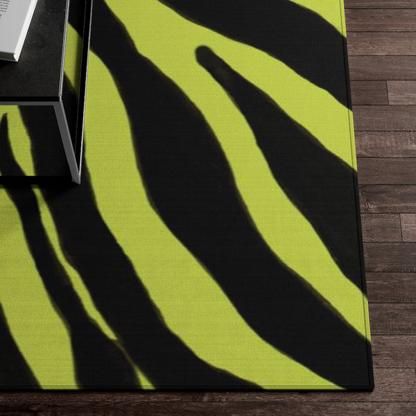 Zebra Animal Print Dornier Rug, Yellow and Black Zebra Stripes Animal Print Woven Indoor Carpet For Home or Office, Modern Basics Essential Premium Best Designer Durable Woven Skid-Resistant Premium Polyester Indoor Carpet Area Rug - Printed in USA (Size: 20"x32"(1'-8"x2'-8"), 35"×63"(2'-11"x5'-3"), 63"×84"(5'-3"x7'-0"))