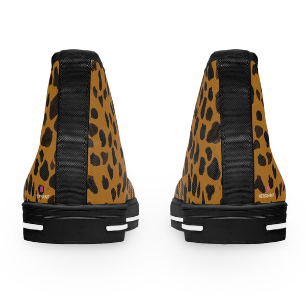 Brown Cheetah Ladies' High Tops, Animal Print Women's High Top Sneakers