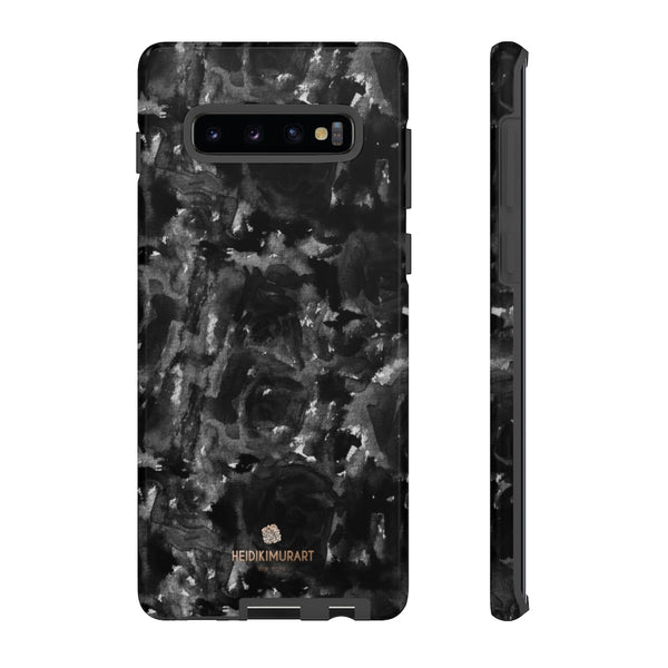 Black Rose Floral Tough Cases, Abstract Print Best Designer Phone Case-Made in USA-Phone Case-Printify-Samsung Galaxy S10 Plus-Glossy-Heidi Kimura Art LLC