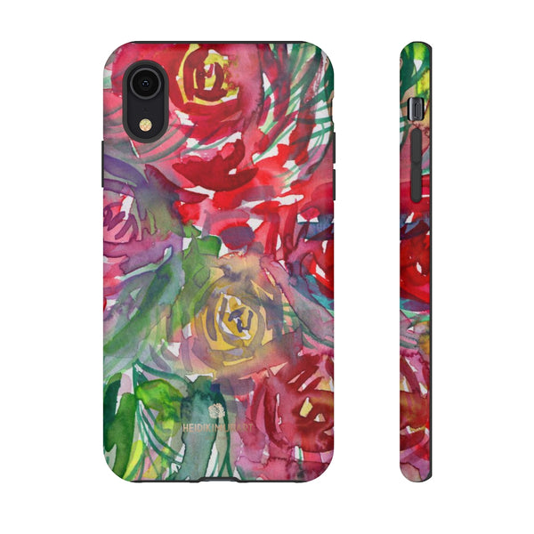 Red Roses Phone Case, Floral Print Tough Designer Phone Case -Made in USA-Phone Case-Printify-iPhone XR-Matte-Heidi Kimura Art LLC