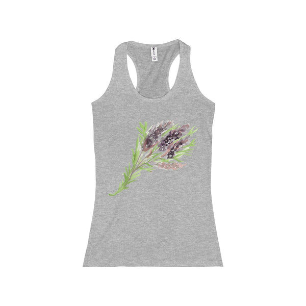 Bright Lavender Floral Women's Racerback Tank - Designed and Made in the USA.-Tank Top-Athletic Heather-S-Heidi Kimura Art LLC
