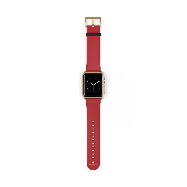 Burgundy Red Solid Color 38mm/42mm Watch Band For Apple Watches- Made in USA-Watch Band-42 mm-Gold Matte-Heidi Kimura Art LLC