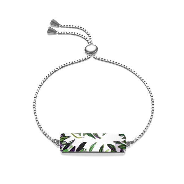 Tropical Green Leaves Print Sterling Silver/ 18K Gold Plated Box Chain Bracelet-Bracelet-jaylon-Silver-Heidi Kimura Art LLC