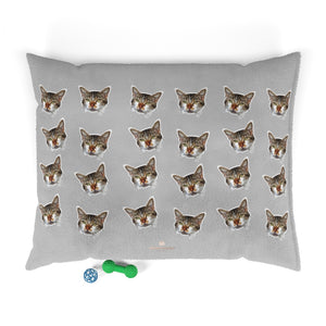 Light Grey Cat Pet Bed, Solid Color Machine-Washable Pet Pillow With Zippers-Printed in USA-Pets-Printify-50x40-Heidi Kimura Art LLC