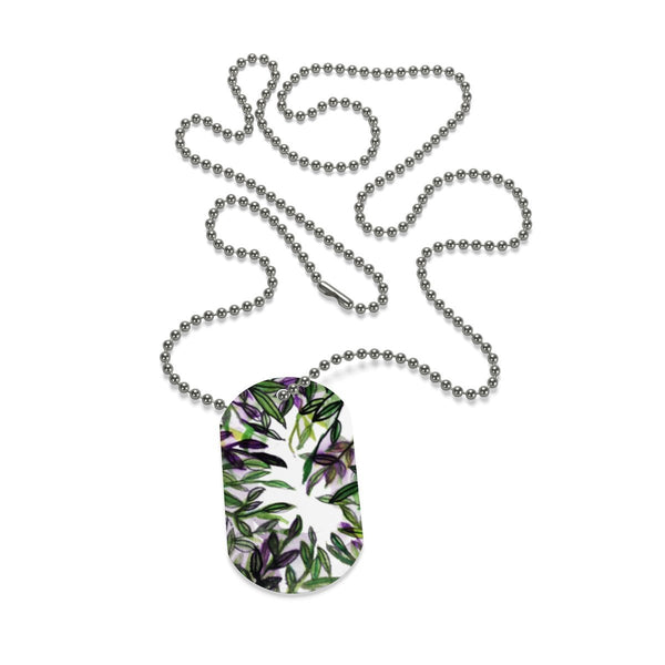 Long Lasting Tropical Leaves Print Dog Tag Necklace Pet Accessories - Made in USA-Dog Tag-Heidi Kimura Art LLC
