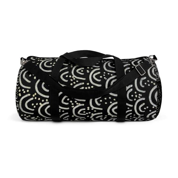 African Tribal Print Duffel Bag, Black Gold All Day Small Or Large Size Bag, Made in USA-Duffel Bag-Small-Heidi Kimura Art LLC