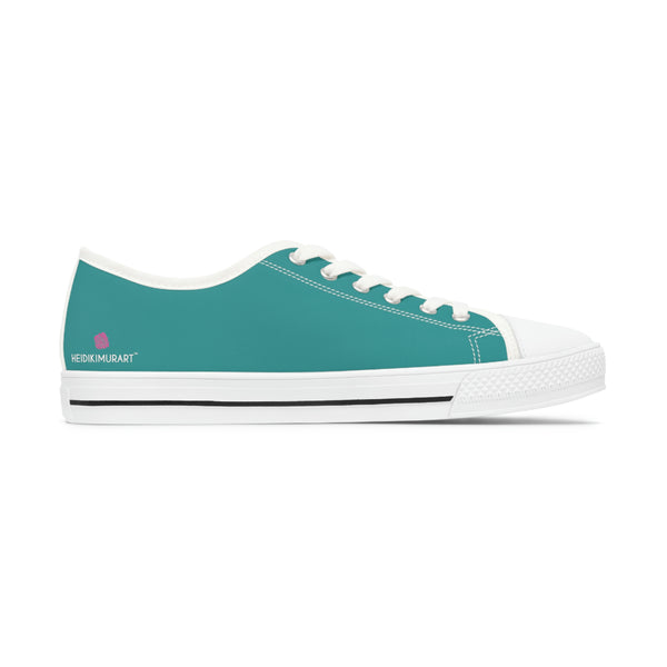 Teal Blue Color Ladies' Sneakers, Solid Color Best Designer Women's Low Top Sneakers