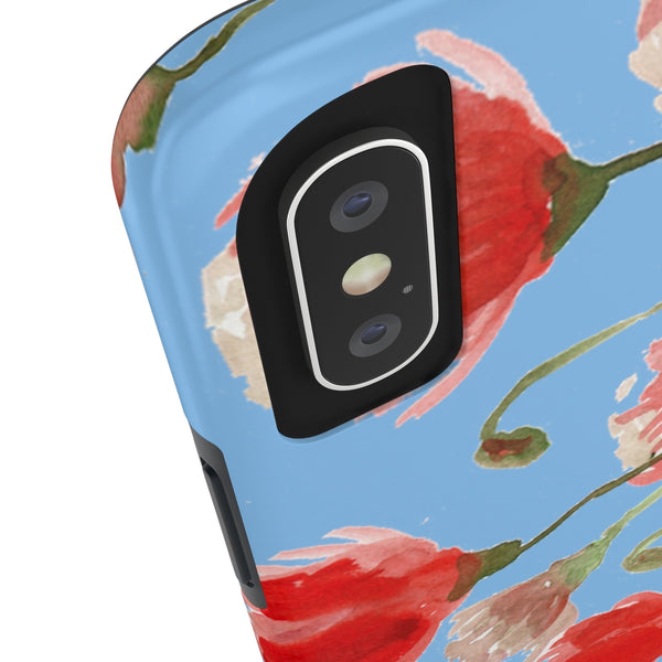 Blue Red Tulip Phone Case, Floral Print Flower Case Mate Tough Phone Cases-Made in USA - Heidikimurart Limited 