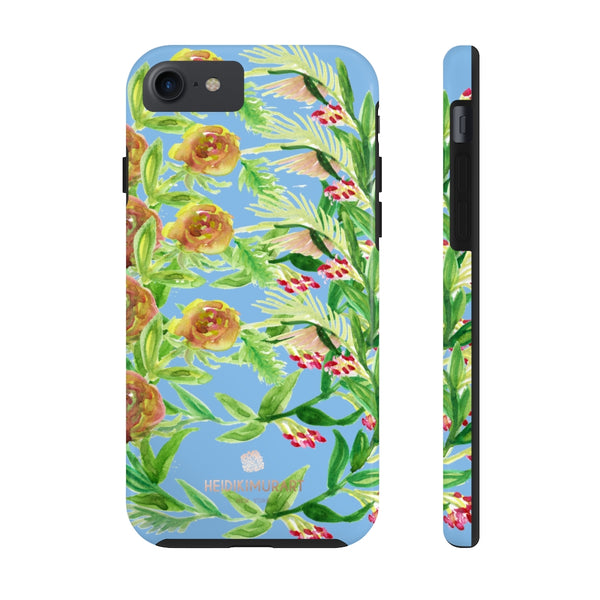 Blue Orange Floral Print Phone Case, Flower Case Mate Tough Phone Cases-Made in USA - Heidikimurart Limited 