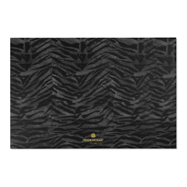 Gray Black Tiger Stripe Animal Print Designer 24x36, 36x60, 48x72 inches Area Rugs - Printed in USA-Area Rug-72" x 48"-Heidi Kimura Art LLC