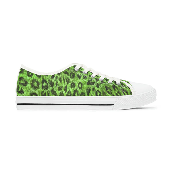 Green Leopard Print Ladies' Sneakers, Leopard Animal Print Basic Essential Women's Low Top Sneakers Tennis Shoes, Canvas Fashion Sneakers With Durable Rubber Outsoles and Shock-Absorbing Layer and Memory Foam Insoles&nbsp;(US Size: 5.5-12)