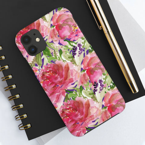 Purple Pink Rose Print Phone Case, Floral Print Case Mate Tough Phone Cases-Made in USA - Heidikimurart Limited 