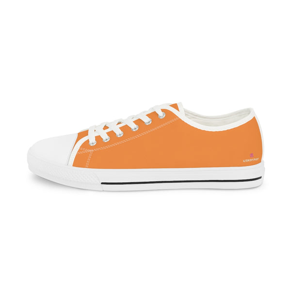 Orange Color Men's Sneakers, Solid Color Modern Minimalist Best Breathable Designer Men's Low Top Canvas Fashion Sneakers With Durable Rubber Outsoles and Shock-Absorbing Layer and Memory Foam Insoles (US Size: 5-14)