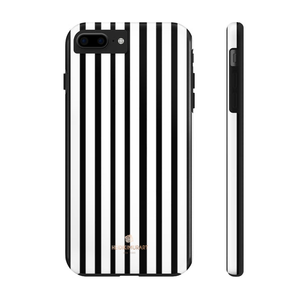 Black Vertical Striped iPhone Case, Designer Case Mate Tough Samsung Galaxy Phone Cases-Phone Case-Printify-iPhone 7 Plus, iPhone 8 Plus Tough-Heidi Kimura Art LLC