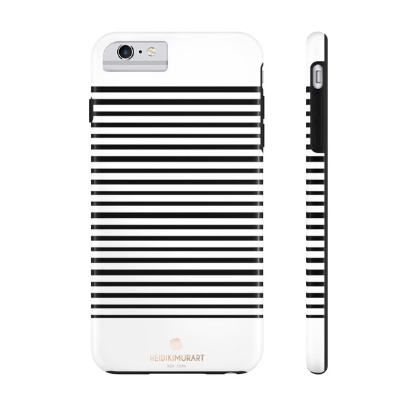 Black White Striped iPhone Case, Case Mate Tough Samsung Galaxy Phone Cases-Phone Case-Printify-iPhone 6/6s Plus Tough-Heidi Kimura Art LLC
