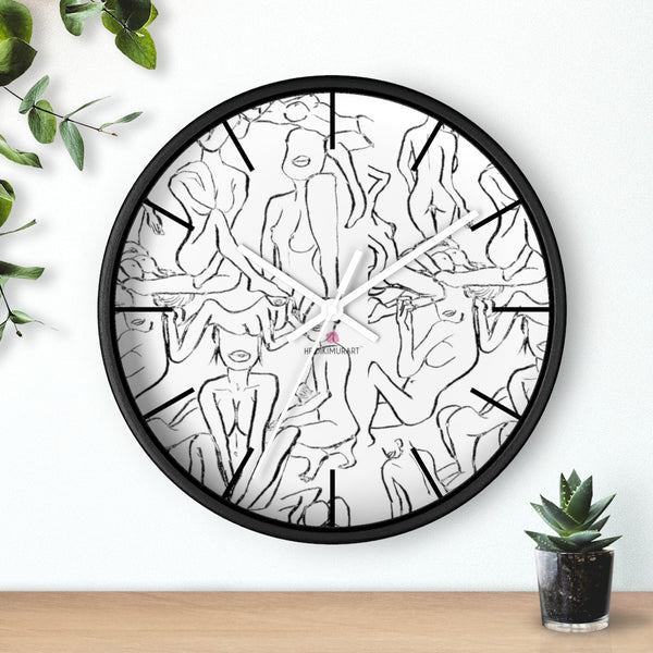 Nude Drawing Art Wall Clock,  10 inch Diameter Art Wall Clock-Printed in USA, Large Round Wood Bedroom Wall Clock