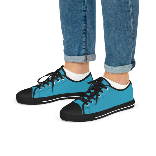 Turquoise Blue Men's Sneakers, Best Solid Blue Color Men's Low Top Sneakers Tennis Canvas Shoes (US Size: 5-14)