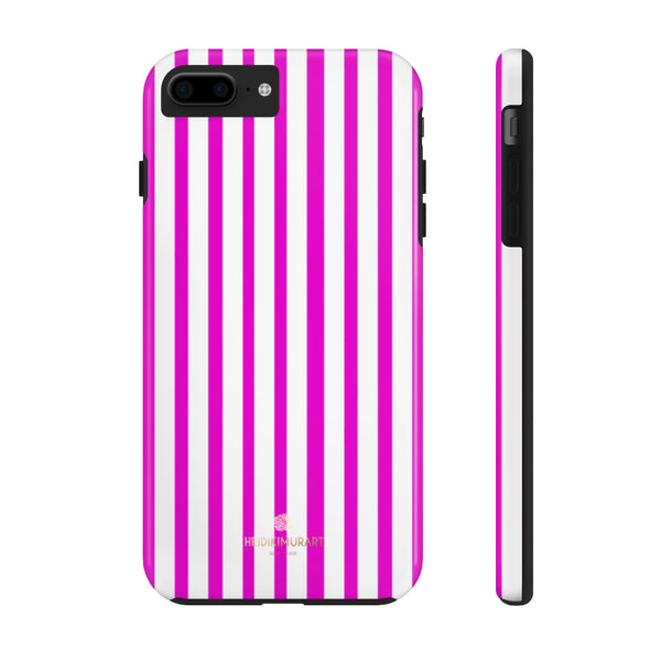 Pink Striped iPhone Case, Designer Case Mate Tough Samsung Galaxy Phone Cases-Phone Case-Printify-iPhone 7 Plus, iPhone 8 Plus Tough-Heidi Kimura Art LLC