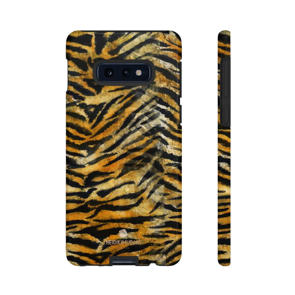Orange Tiger Striped Phone Case, Animal Print Tough Cases, Designer Phone Case-Made in USA-Phone Case-Printify-Samsung Galaxy S10E-Glossy-Heidi Kimura Art LLC