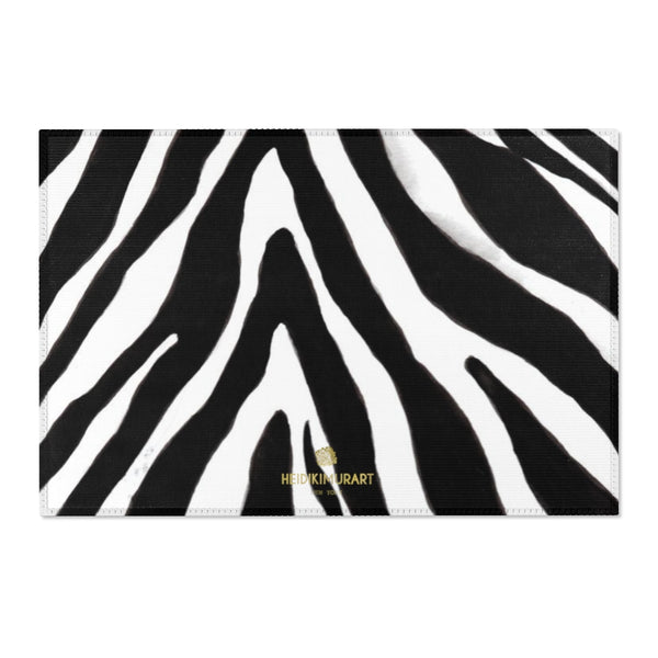 Deluxe White Black Zebra Animal Print Designer 24x36, 36x60, 48x72 inches Area Rugs-Area Rug-36" x 24"-Heidi Kimura Art LLC
