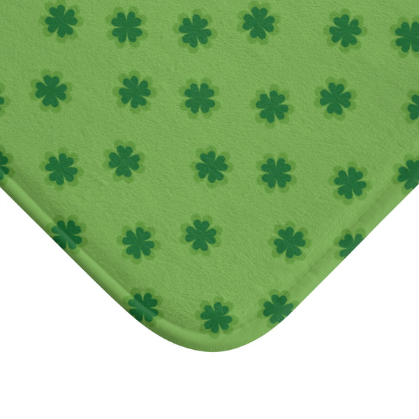 Light Green Clover Print St. Patrick's Day Bathroom Microfiber Bath Mat- Printed in USA-Bath Mat-Heidi Kimura Art LLC