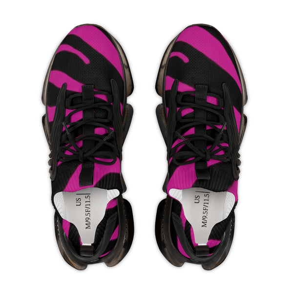 Hot Pink Zebra Print Men's Shoes, Comfy Zebra Striped Animal Print Comfy Men's Mesh-Knit Designer Premium Laced Up Breathable Comfy Sports Sneakers Shoes (US Size: 5-12)