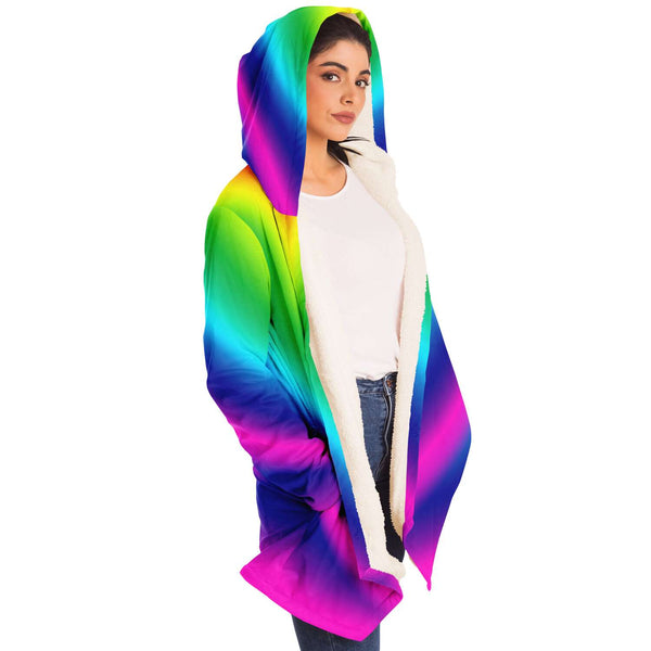 Rainbow Ombre Microfiber Fleece Jacket-Microfleece Cloak - AOP-Subliminator-Heidi Kimura Art LLC