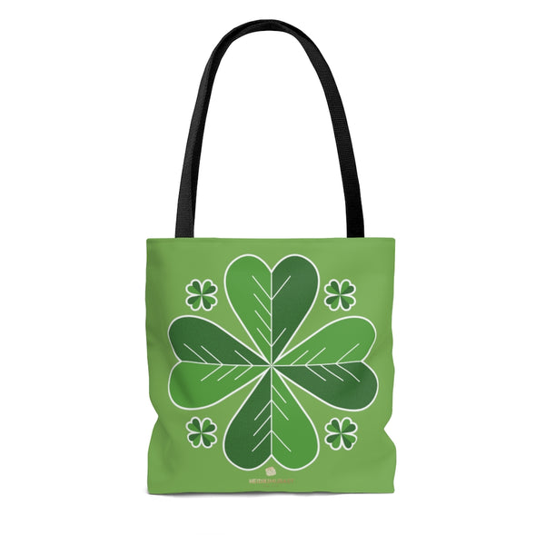Lucky Light Green Irish Green Clover Leaf St. Patrick's Day Print Tote Bag- Made in USA-Tote Bag-Heidi Kimura Art LLC