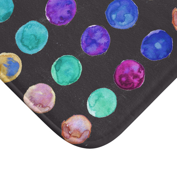 Dark Grey Multi-Colored Polka Dot Best Designer Microfiber Bath Mat - Made in USA-Bath Mat-Heidi Kimura Art LLC