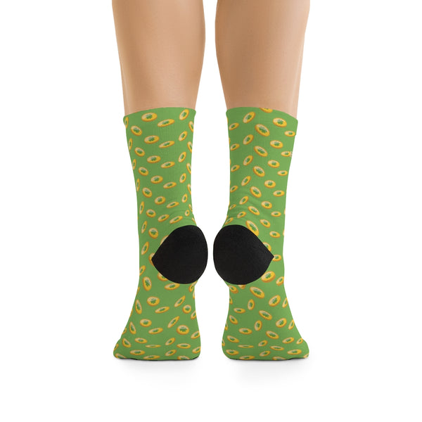 Light Green Gold Coins Print St. Patrick's Day Unisex Premium One-size Socks-Made in USA-Socks-One size-Heidi Kimura Art LLC