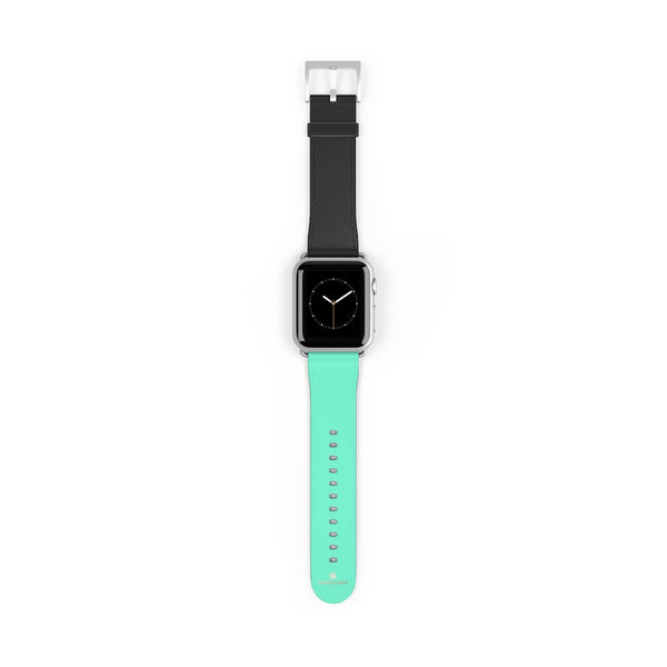 Dual Color Black & Light Blue 38mm/ 42mm Watch Band For Apple Watch- Made in USA-Watch Band-38 mm-Silver Matte-Heidi Kimura Art LLC