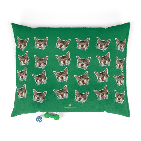 Green Cat Pet Bed, Solid Color Machine-Washable Pet Pillow With Zippers-Printed in USA-Pets-Printify-50x40-Heidi Kimura Art LLC