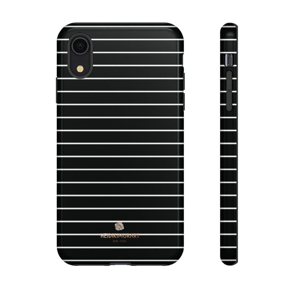 Black White Striped Tough Cases, Designer Phone Case-Made in USA-Phone Case-Printify-iPhone XR-Glossy-Heidi Kimura Art LLC