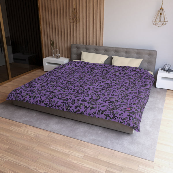 Purple Floral Microfiber Duvet Cover