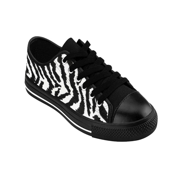 White Zebra Men's Sneakers, Zebra Stripe Animal Print Low Top Shoes-Shoes-Printify-Heidi Kimura Art LLC Classic Zebra Men's Sneakers, Best Designer Zebra Stripe Animal Print Men's Low Tops, Premium Men's Nylon Canvas Tennis Fashion Sneakers Shoes (US Size: 7-14)
