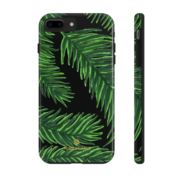 Black Palm Leaf Print Phone Case, Tropical Print Case Mate Tough Phone Cases-Made in USA - Heidikimurart Limited 