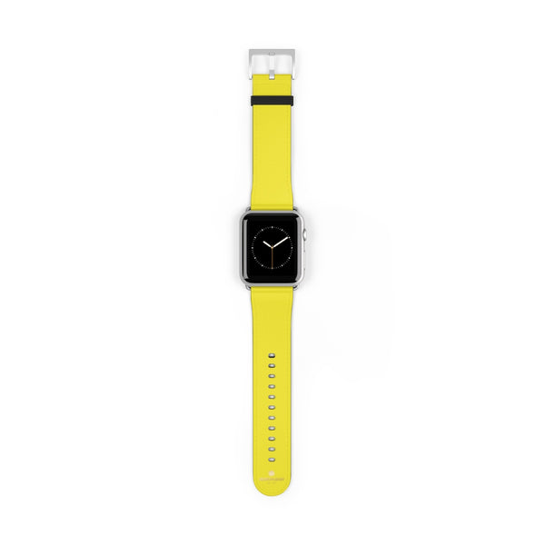 Yellow Solid Color 38mm/42mm Watch Band Strap For Apple Watches- Made in USA-Watch Band-42 mm-Silver Matte-Heidi Kimura Art LLC