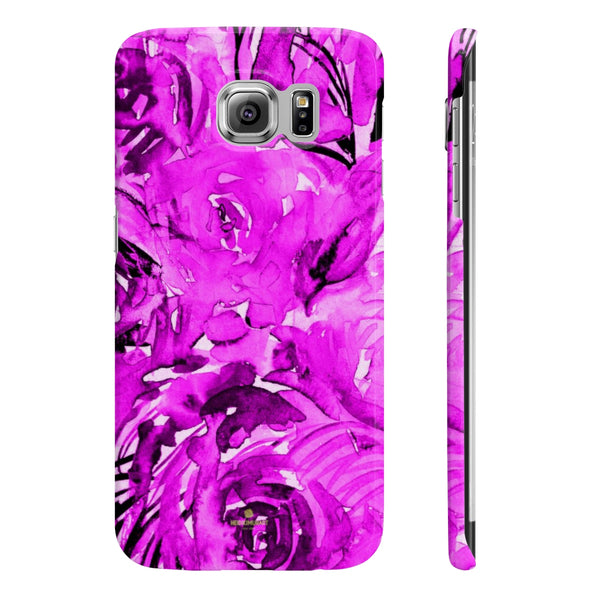 Purple Pink Slim iPhone/ Samsung Galaxy Floral Purple Rose Smart Phone Case, Made in UK-Phone Case-Samsung Galaxy S6 Slim-Glossy-Heidi Kimura Art LLC