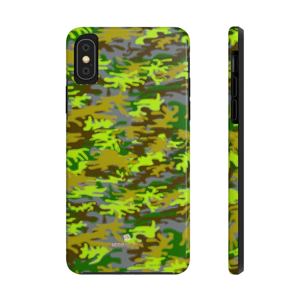 Grey Green Camo iPhone Case, Case Mate Tough Samsung Galaxy Phone Cases-Phone Case-Printify-iPhone XS-Heidi Kimura Art LLC