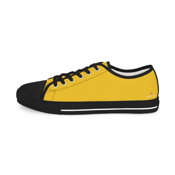 Yellow Color Men's Sneakers, Solid Color Modern Minimalist Best Breathable Designer Men's Low Top Canvas Fashion Sneakers With Durable Rubber Outsoles and Shock-Absorbing Layer and Memory Foam Insoles (US Size: 5-14)