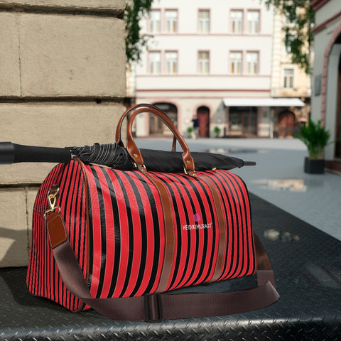 Red Striped Waterproof Travel Bag