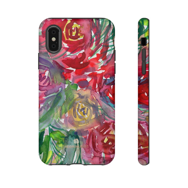 Red Roses Phone Case, Floral Print Tough Designer Phone Case -Made in USA-Phone Case-Printify-iPhone XS-Matte-Heidi Kimura Art LLC