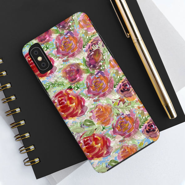 Blue Garden Rose Floral Print Phone Case, Flower Case Mate Tough Phone Cases-Made in USA - Heidikimurart Limited 