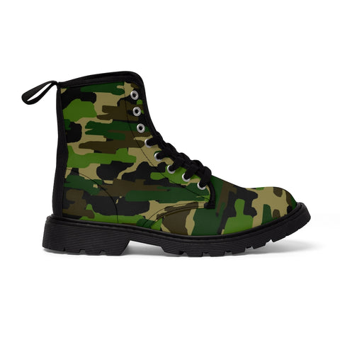 Green Camouflage Women's Canvas Boots, Army Military Print Winter Boots For Ladies-Shoes-Printify-Heidi Kimura Art LLC Green Camouflage Women's Canvas Boots, Army Military Print Casual Fashion Gifts, Camo Shoes For Veteran Wife or Mom or Girlfriends, Combat Boots, Designer Women's Winter Lace-up Toe Cap Hiking Boots Shoes For Women (US Size 6.5-11)