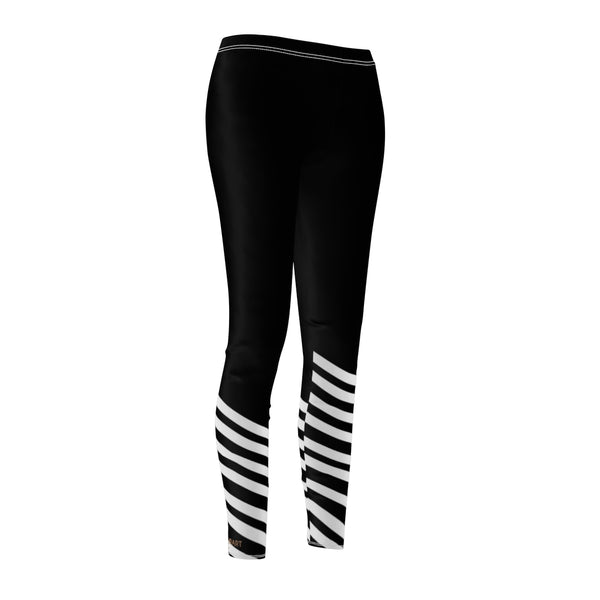 Black Striped Women's Casual Leggings-All Over Prints-Printify-Heidi Kimura Art LLC