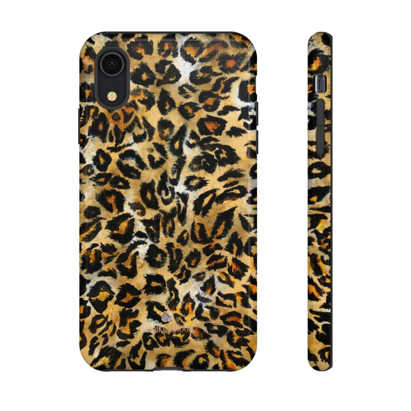 Brown Leopard Tough Cases, Animal Print Best Designer Phone Case-Made in USA-Phone Case-Printify-iPhone XR-Glossy-Heidi Kimura Art LLC